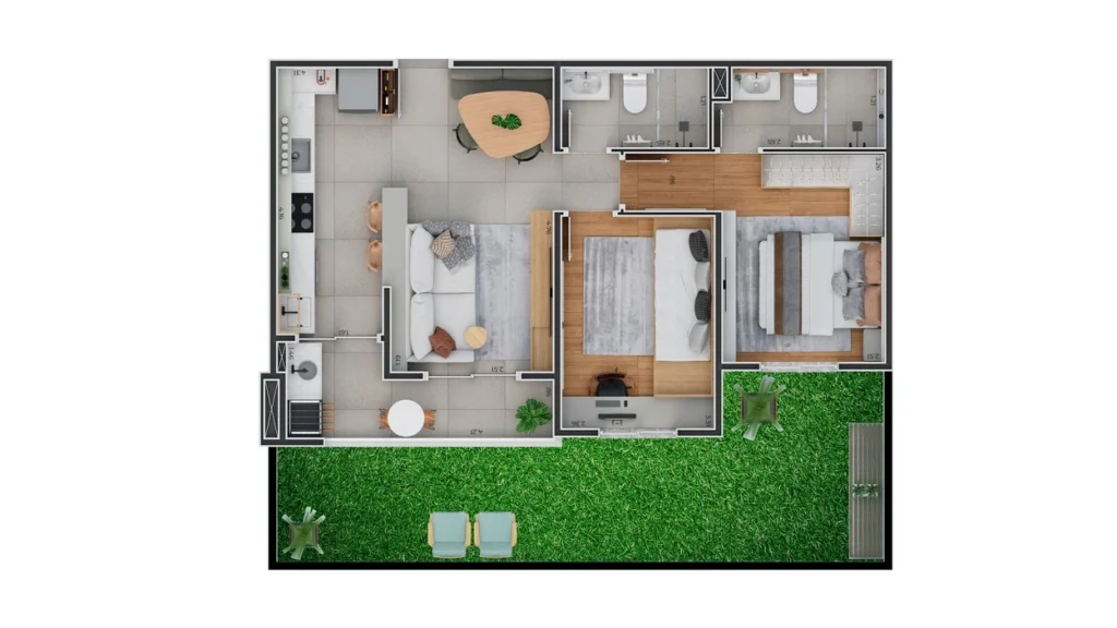 render planta garden tulipa 57m 2 dorms