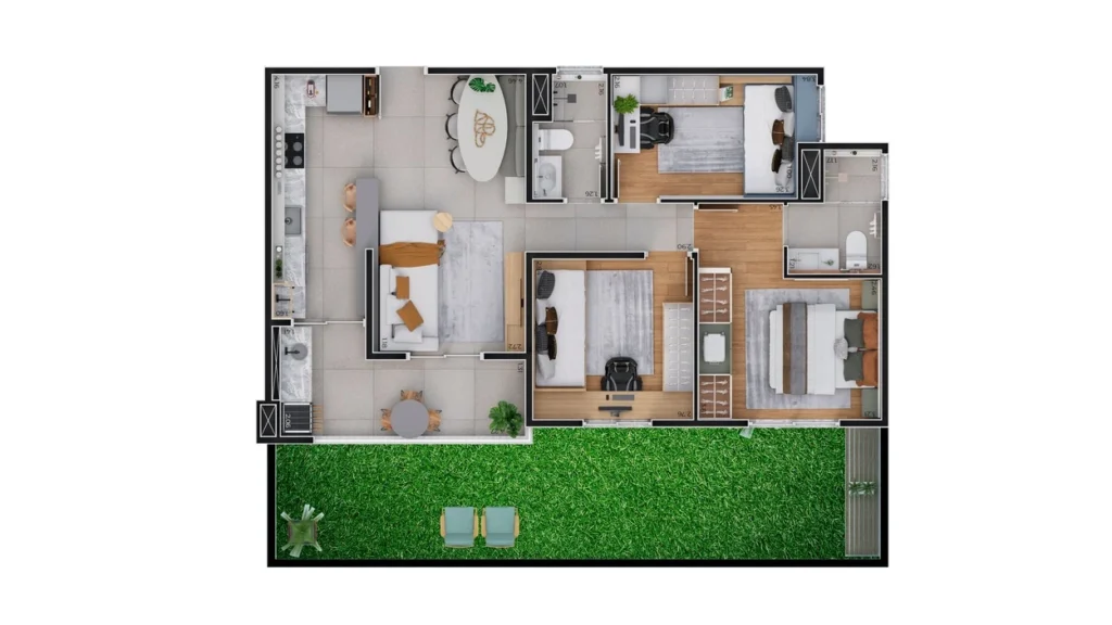 render planta garden tulipa 71m 3 dorms