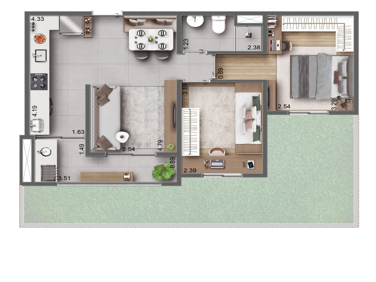 Eco Vila Pinheiros 5 Ecovila Pinheiros Planta Garden e Tipo 52 m2