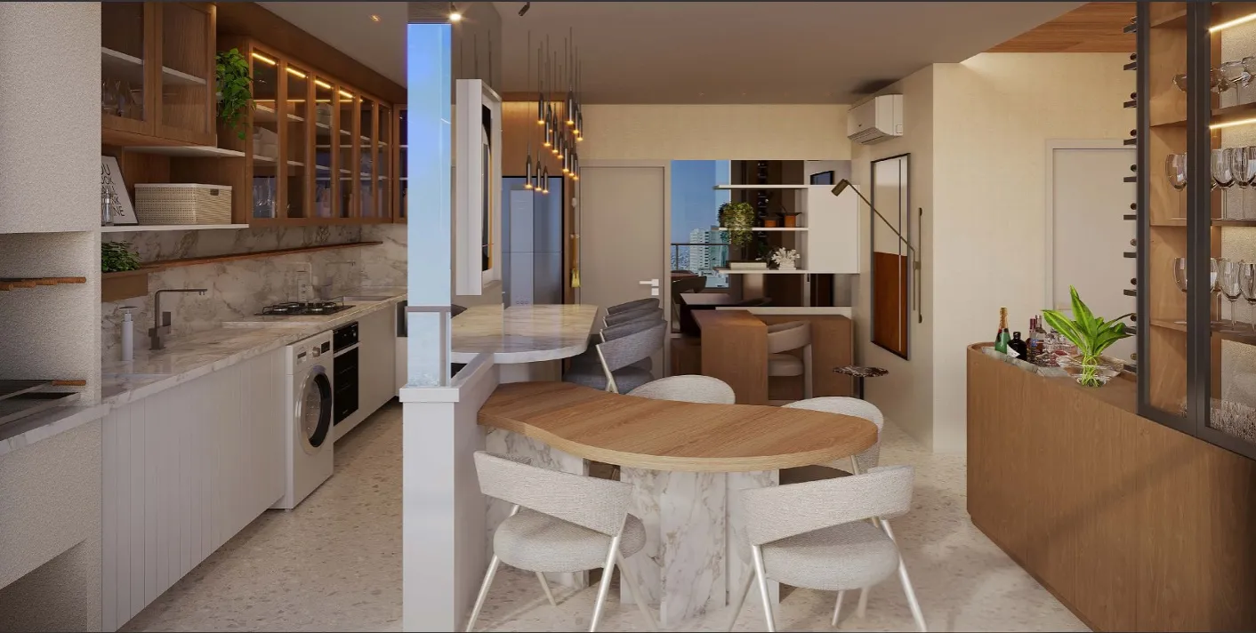 Eco Vila Pinheiros 4 vista planta sala estar 3d